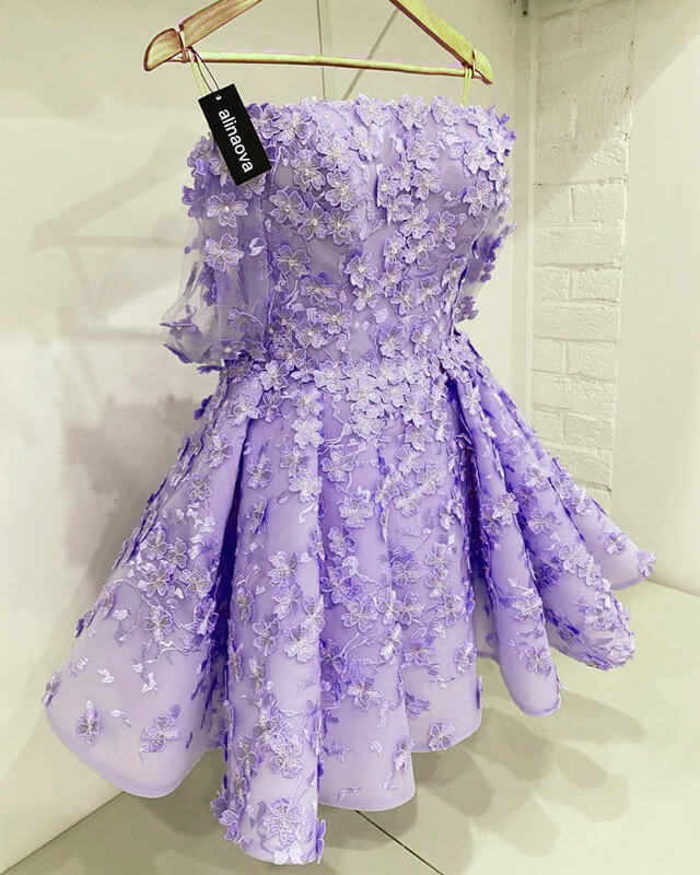 Short 3D Lace Fowers Mini Dress Short 3D Lace Fowers Mini Dress