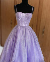 Load image into Gallery viewer, Lavender Midi Sparkly Ball Gown
