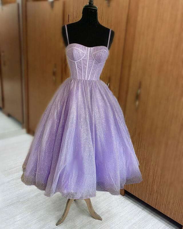 Lavender Sparkly Midi Ball Gown