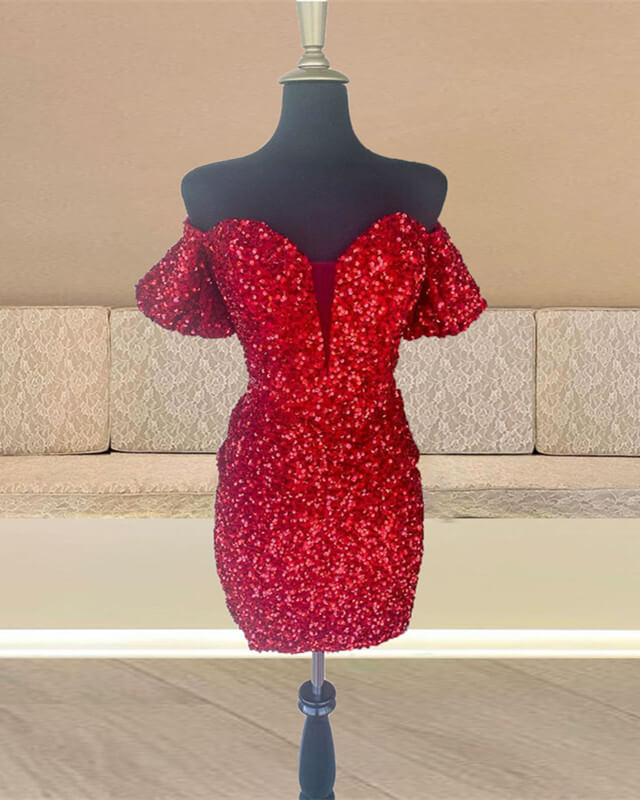 Sequin Bodycon Homecoming Dresses Off Shoulder alinanova Sequin Bodycon Homecoming Dresses Off Shoulder alinanova