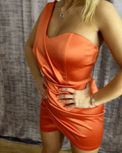Load image into Gallery viewer, Tight Satin One Strap Mini Dress
