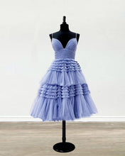 Load image into Gallery viewer, Dusty Blue Tulle Homecoming Dresses
