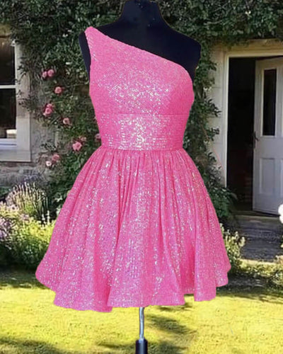 Pink Sequin Homecoming Dress