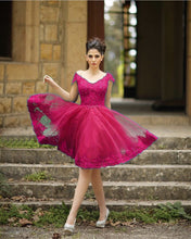 Load image into Gallery viewer, Tulle Homecoming Dresses Fuchsia
