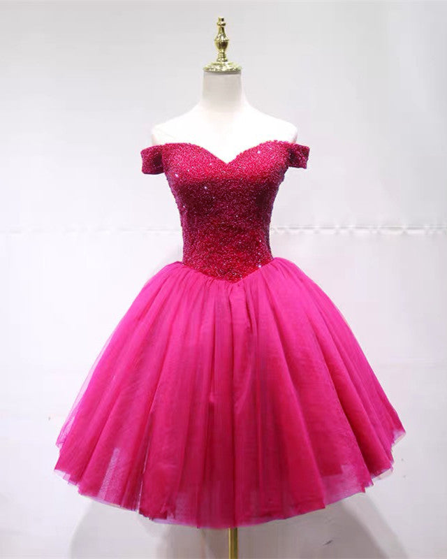 Princess Homecoming Dresses Beaded Off Shoulder Tulle Ruffles alinanova Princess Homecoming Dresses Beaded Off Shoulder Tulle Ruffles alinanova