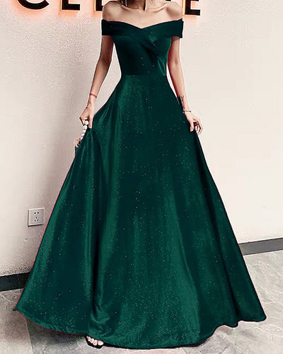 Hunter Green Velvet Prom Dresses Glitter