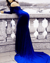 Load image into Gallery viewer, Long Sleeves Mermaid Prom Dress Off Shoulder Velvet Evening Gowns
