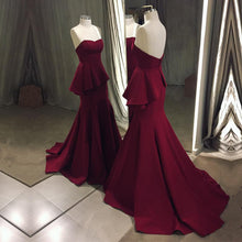 Load image into Gallery viewer, Sweetheart Court Train Satin Mermaid Evening Gowns-alinanova
