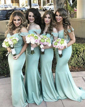 Load image into Gallery viewer, Lime-Green-Bridesmaid-Dresses-Jersey-Mermaid-Formal-Gowns-For-Maid-Of-Honor
