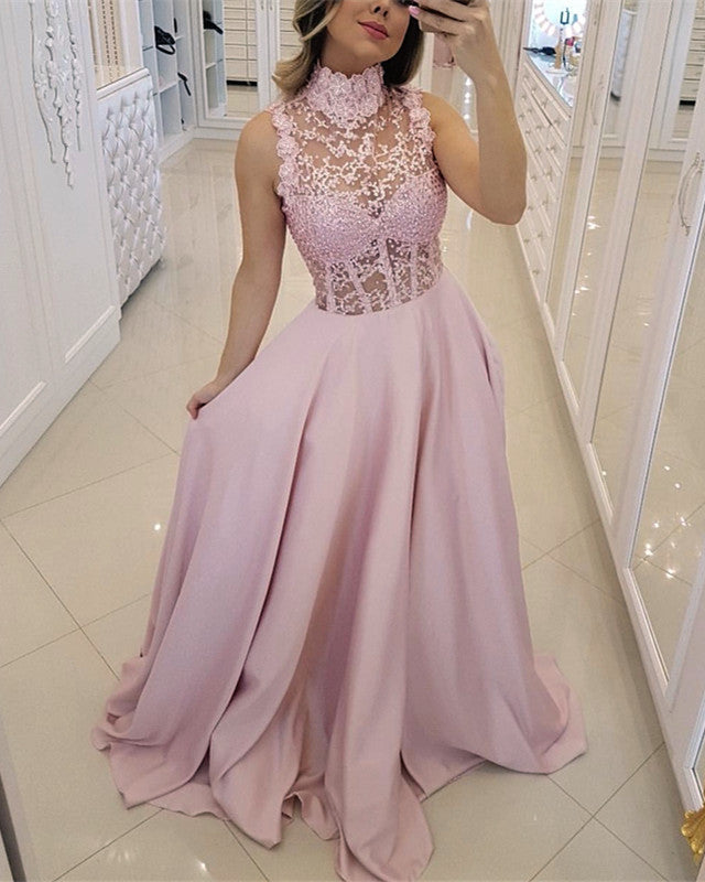 High-Neck-Prom-Dresses-Floor-Length-Evening-Gowns-2019