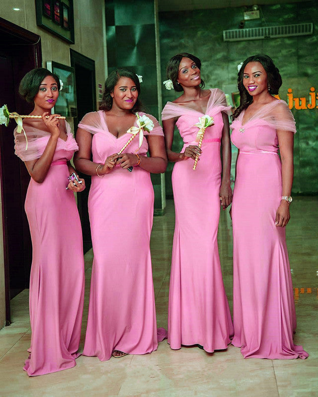 Long Jersey Empire Waistline Mermaid Bridesmaid Dresses With Cap Sleeves Long Jersey Empire Waistline Mermaid Bridesmaid Dresses With Cap Sleeves