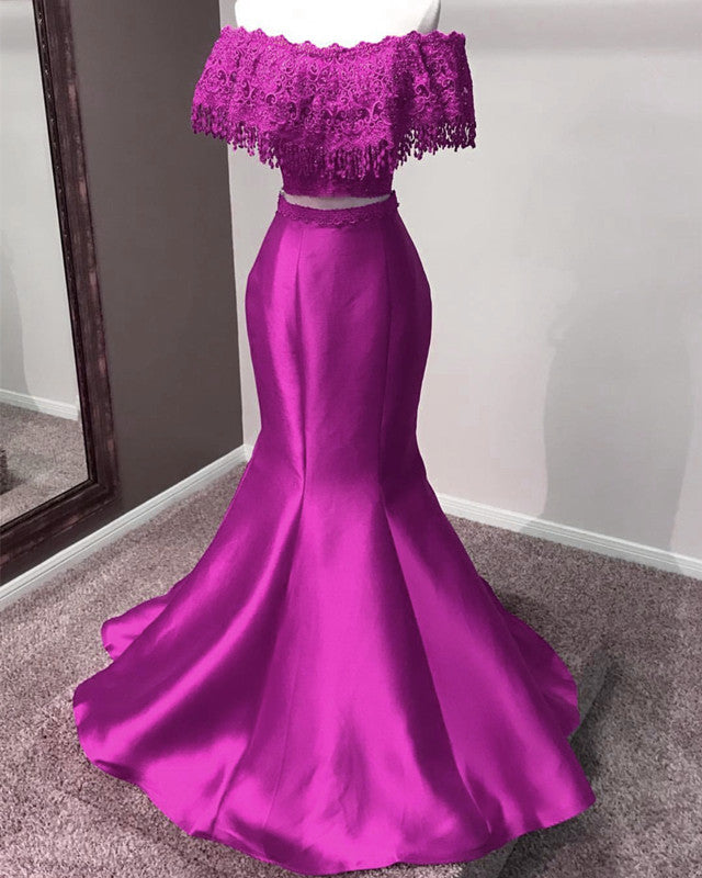 two piece mermaid prom dresses 2018 Modern / Fashion Charming 2 Piece Dark Green Court Train Evening Dresses 2018 Trumpet / Mermaid Spaghetti Straps Evening Party Formal Dresses