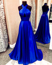 Load image into Gallery viewer, Long Satin Open Back Prom Dresses Halter Top
