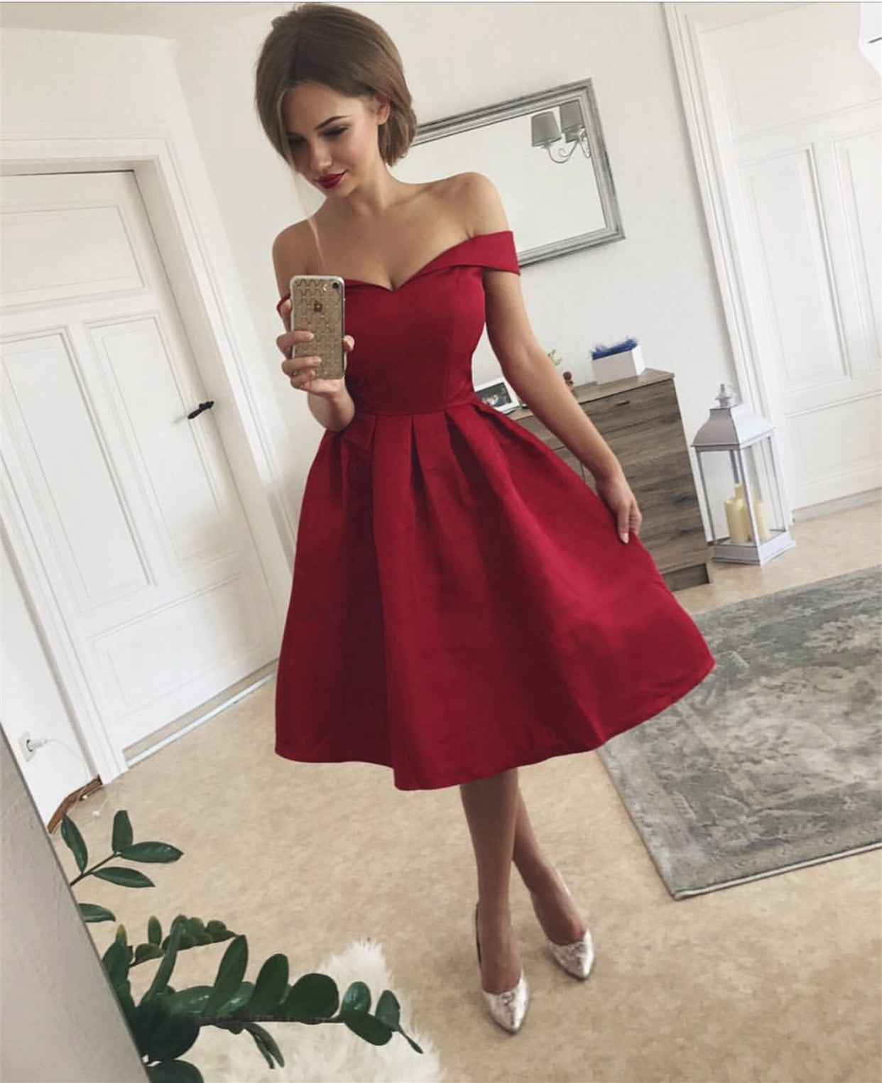 blue dress for baby girl Simple Off The Shoulder Satin Short Bridesmaid Dresses