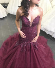 Load image into Gallery viewer, Lace Embroidery Sweetheart Bodice Corset Mermaid Evening Dresses
