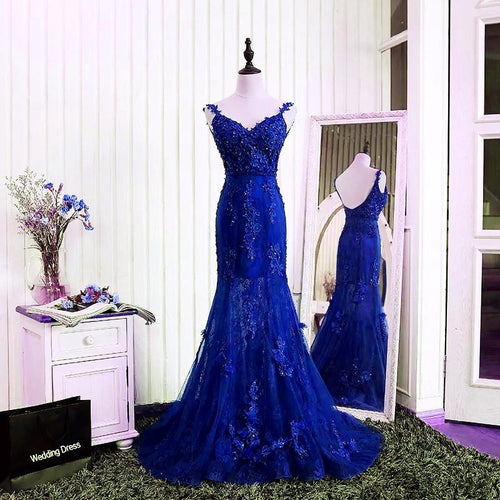 Open Back Lace Mermaid Dresses With Straps-alinanova