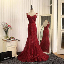 Load image into Gallery viewer, Open Back Lace Mermaid Dresses With Straps
