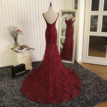 Load image into Gallery viewer, Open Back Lace Mermaid Dresses With Straps
