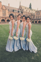 Load image into Gallery viewer, Simple Satin V-neck  Long Mermaid Bridesmaid Dresses
