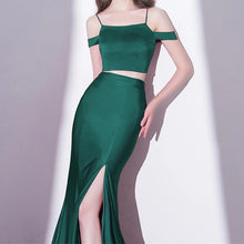 Load image into Gallery viewer, Simple Green Two Piece Prom Dress Mermaid
