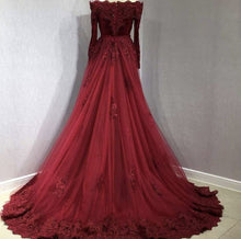 Load image into Gallery viewer, Long Sleeves Velvet Mermaid Prom Dresses Detachable Skirt
