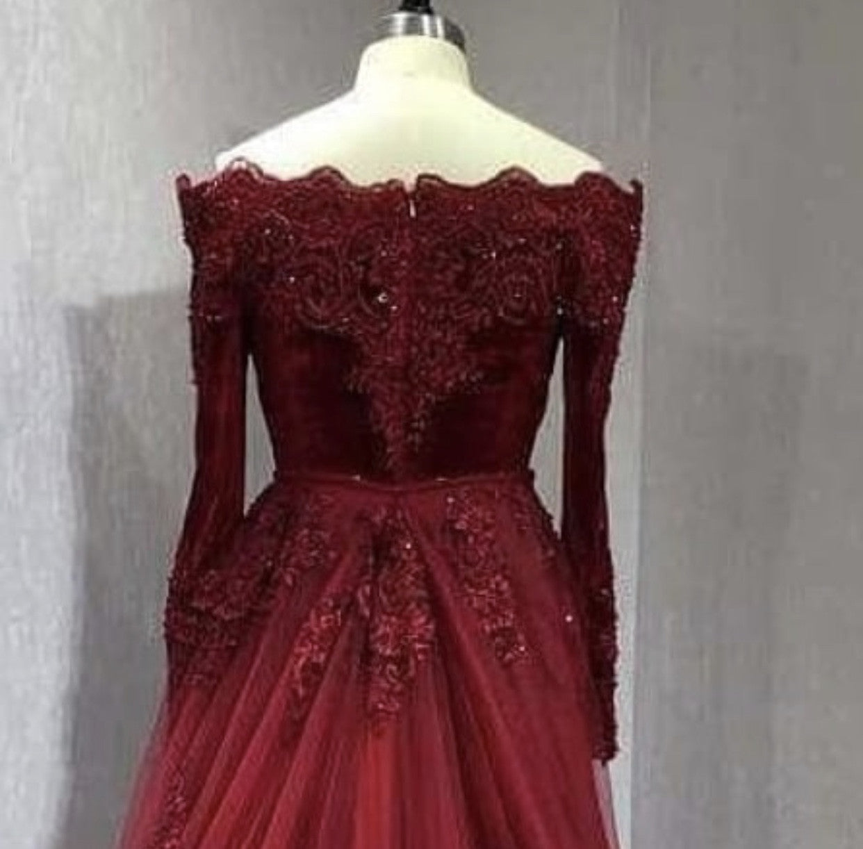 open lace back dress Long Sleeves Velvet Mermaid Prom Dresses Detachable Skirt