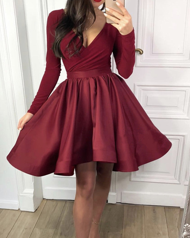bell sleeve homecoming dress Modest Velvet Long Sleeves Satin Ruffles Dresses Sky Blue Size:Waist Size : 48 Unfinished Bottom swatches-brightwell-maxi-dress Birthday Girl Pink Mini