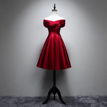 Load image into Gallery viewer, Short A-line Off The Shoulder Satin Bridesmaid Dresses
