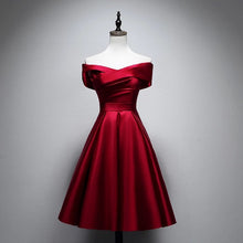 Load image into Gallery viewer, Short A-line Off The Shoulder Satin Bridesmaid Dresses
