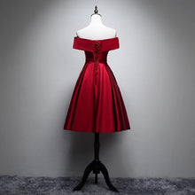 Load image into Gallery viewer, Short A-line Off The Shoulder Satin Bridesmaid Dresses
