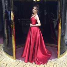 Load image into Gallery viewer, Burgundy Satin Long Backless Bridesmaid Dresses For Wedding Party-alinanova
