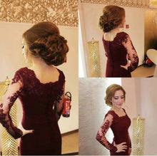 Load image into Gallery viewer, Modest Lace Appliques Long Sleeves Mermaid Prom Dresses
