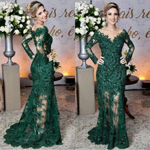 Load image into Gallery viewer, Long Sleeves Lace Mermaid Prom Dresses See Through Evening Gowns
