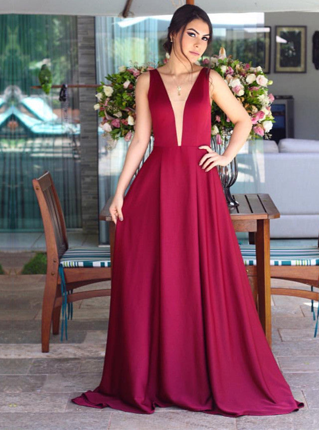 Sexy Deep V-neck Long Chiffon Open Back Bridesmaid Dresses Sexy Deep V-neck Long Chiffon Open Back Bridesmaid Dresses