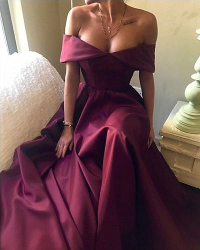 dark red evening dress