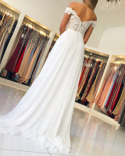 Load image into Gallery viewer, Lace-Off-The-Shoulder-Prom-Dresses-Ivory-Evening-Gowns
