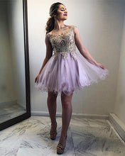 Load image into Gallery viewer, Lilac-Homecoming-Dresses-Short-Prom-Gowns-Off-Shoulder-Graduation-Dress
