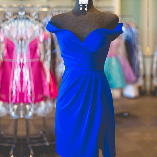 royal blue cocktail dresses off shoulder party gowns 2017-alinanova