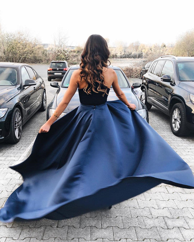 Navy Blue Long Velvet Evening Dresses Open Back Prom Gowns Navy Blue Long Velvet Evening Dresses Open Back Prom Gowns