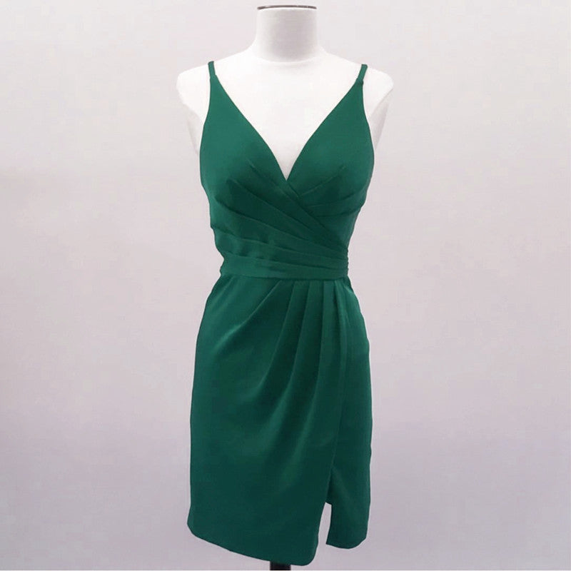 Chiffon V Neck Sheath Bridesmaid Dresses Short Cocktail Dress With Spl alinanova Chiffon V Neck Sheath Bridesmaid Dresses Short Cocktail Dress With Spl alinanova