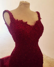 Load image into Gallery viewer, Elegant Lace Embroidery Sweetheart Mermaid Tulle Prom Evening Dresses
