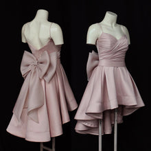 Load image into Gallery viewer, High Low Style Sweetheart Bow Back Satin Prom Homecoming Dresses
