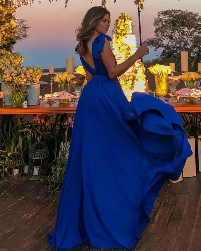 white christmas dresses Gorgeous Royal Blue Long Mermaid Spaghetti Straps V-neck Prom Dress –  misshow.com