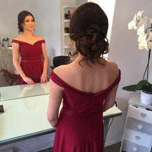 Load image into Gallery viewer, Floor Length Satin Off Shoulder Dresses Prom
