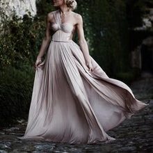 Load image into Gallery viewer, One Shoulder Pleated Chiffon Champagne Bridesmaid Dresses-alinanova
