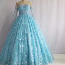 Load image into Gallery viewer, Illusion Neckline Long Sleeves Lace Ball Gowns Quinceanera Dresses 2018-alinanova
