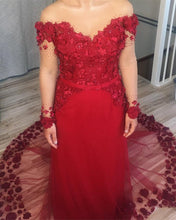 Load image into Gallery viewer, burgundy-mermaid-evening-dress
