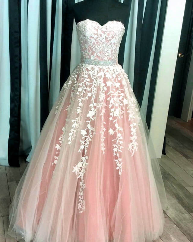 Ivory And Blush Ball Gown Sweetheart Dresses