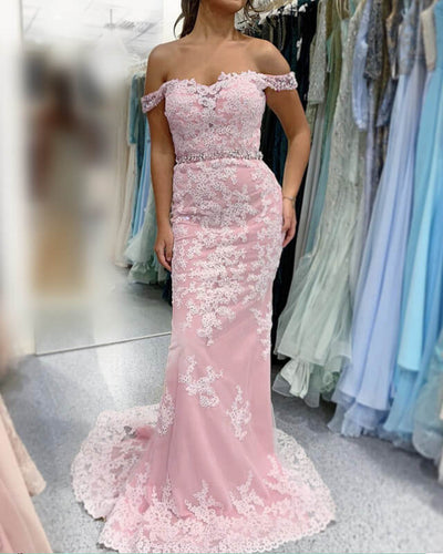 Mermaid Ivory And Pink Prom Dresses