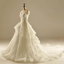 Load image into Gallery viewer, Ivory Lace A-line V Neck Off The Shoulder Wedding Dresses Princess-alinanova
